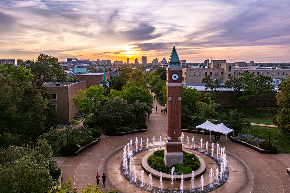 clock tower A view of the clock tower plaza from above.
